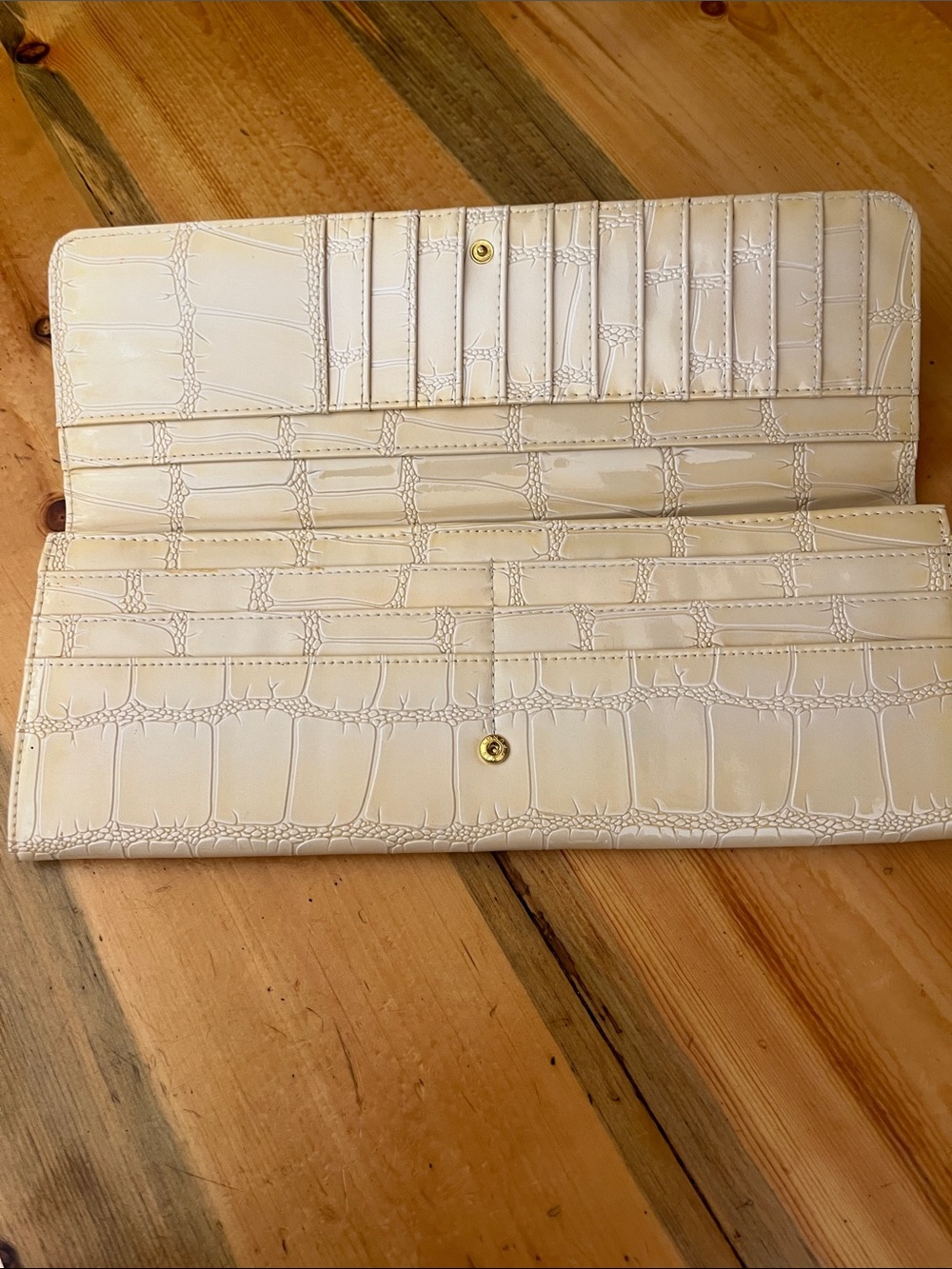 Big Buddha Champagne-coloured Croc-Embossed Patent Leather Clutch
